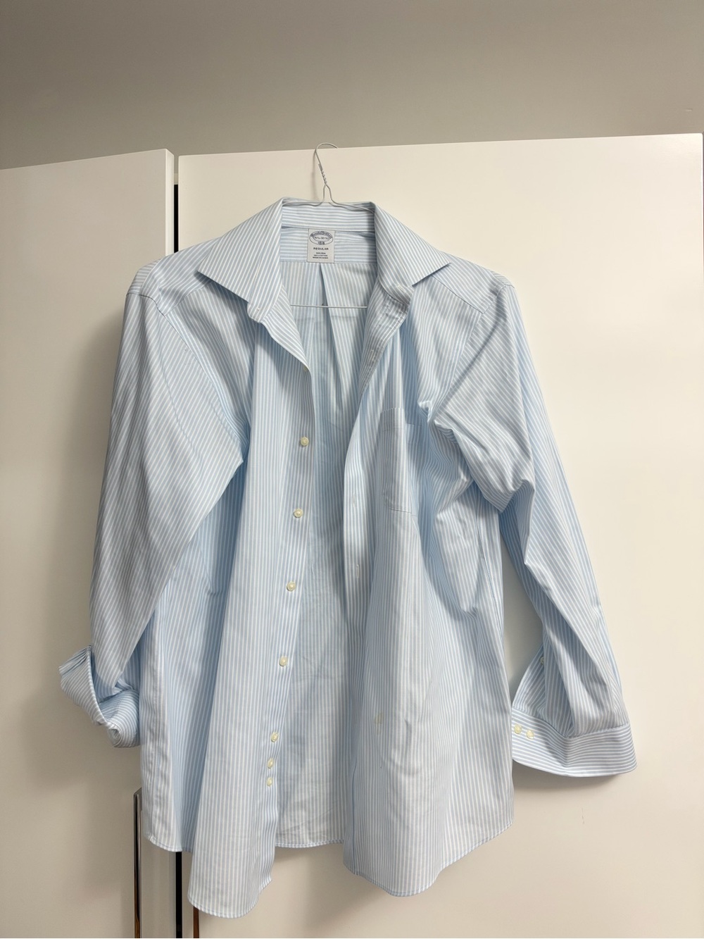Brooks Brothers Classic Men's Light Blue Pinstripe Dress Shirt